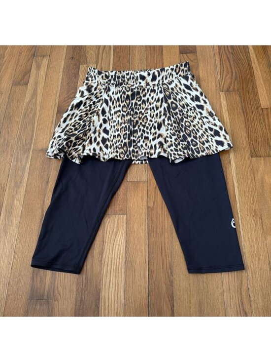 DONA JO Pants - Dona Jo Women's Leopard Print Athletic Skort/Leggings Size M (Q07)